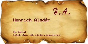 Henrich Aladár névjegykártya